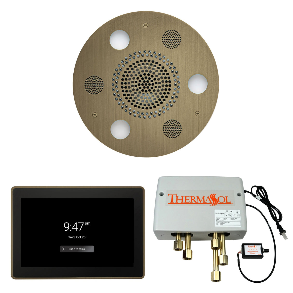 ThermaSol WSP15R Wellness Shower Package - Serenity Advanced Round Rainhead + ThermaTouch2 15" Control + Digital Shower Valve