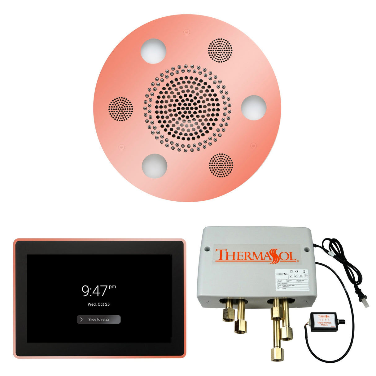 ThermaSol WSP15R Wellness Shower Package - Serenity Advanced Round Rainhead + ThermaTouch2 15" Control + Digital Shower Valve