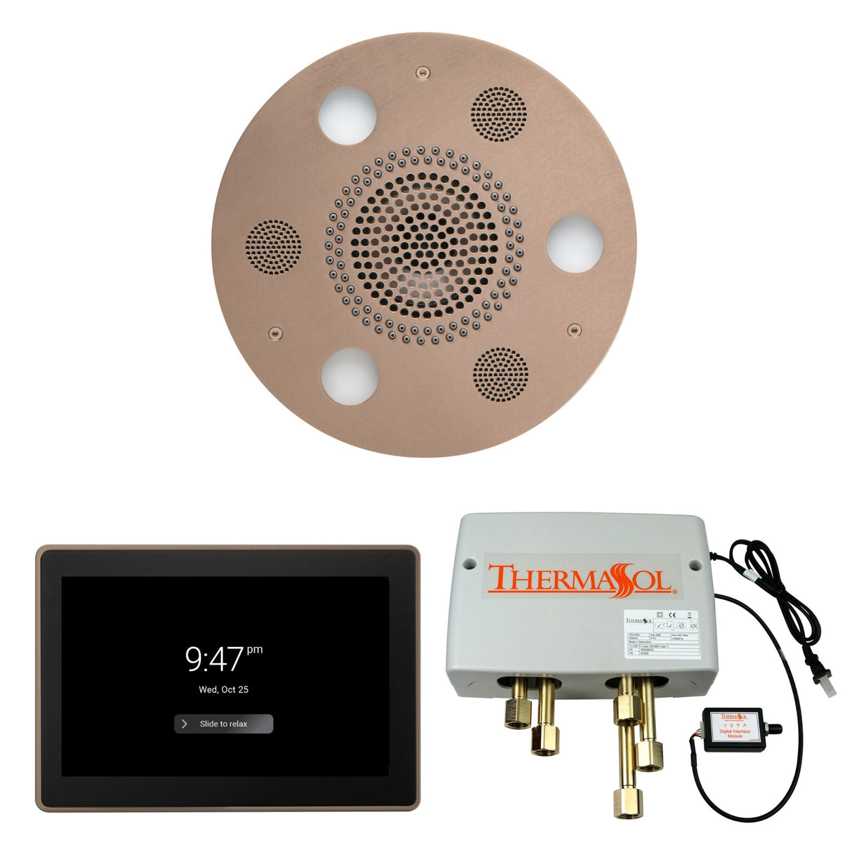 ThermaSol WSP15R Wellness Shower Package - Serenity Advanced Round Rainhead + ThermaTouch2 15" Control + Digital Shower Valve