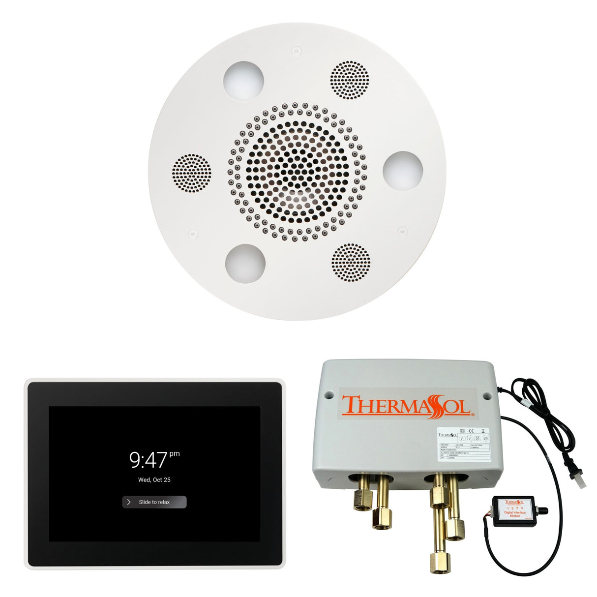 ThermaSol WSP15R Wellness Shower Package - Serenity Advanced Round Rainhead + ThermaTouch2 15" Control + Digital Shower Valve