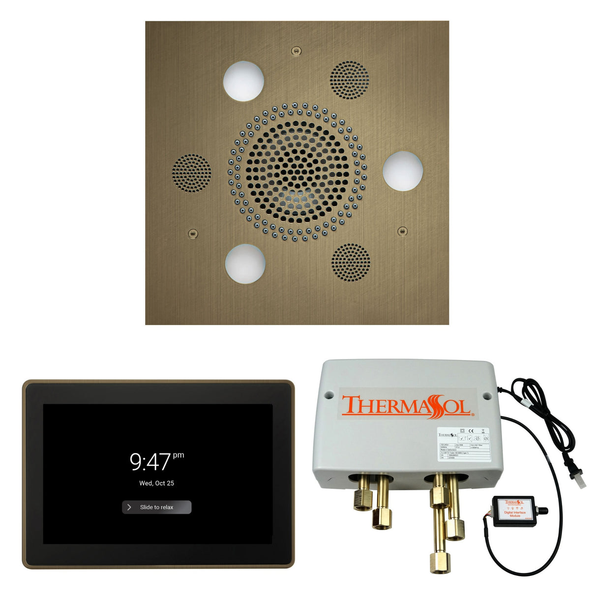 ThermaSol WSP15S Wellness Shower Package - Serenity Advanced Square Rainhead + ThermaTouch2 15" Control + Digital Shower Valve