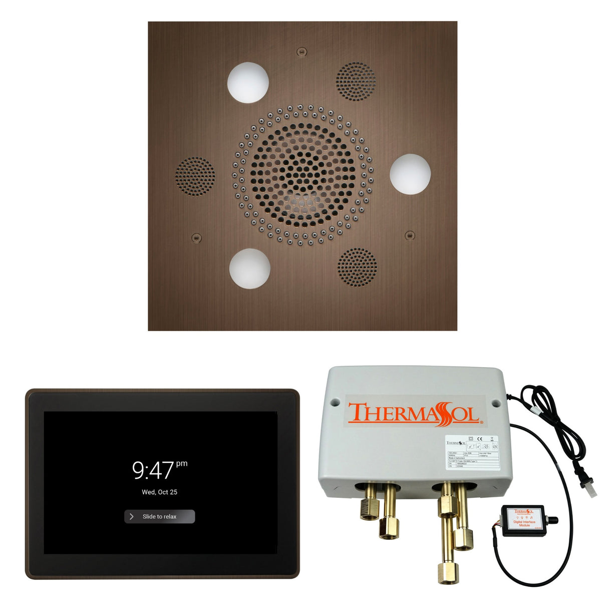 ThermaSol WSP15S Wellness Shower Package - Serenity Advanced Square Rainhead + ThermaTouch2 15" Control + Digital Shower Valve