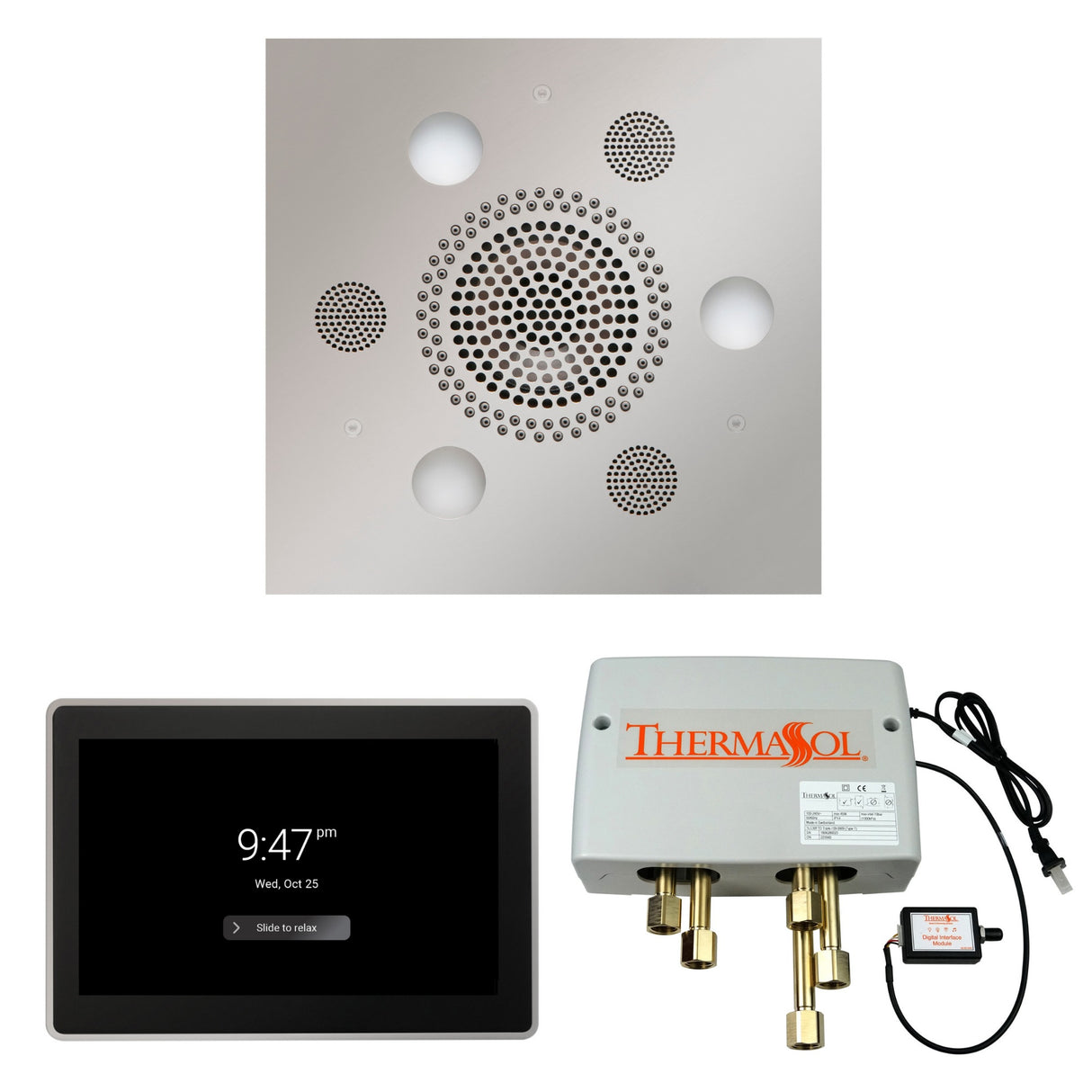 ThermaSol WSP15S Wellness Shower Package - Serenity Advanced Square Rainhead + ThermaTouch2 15" Control + Digital Shower Valve