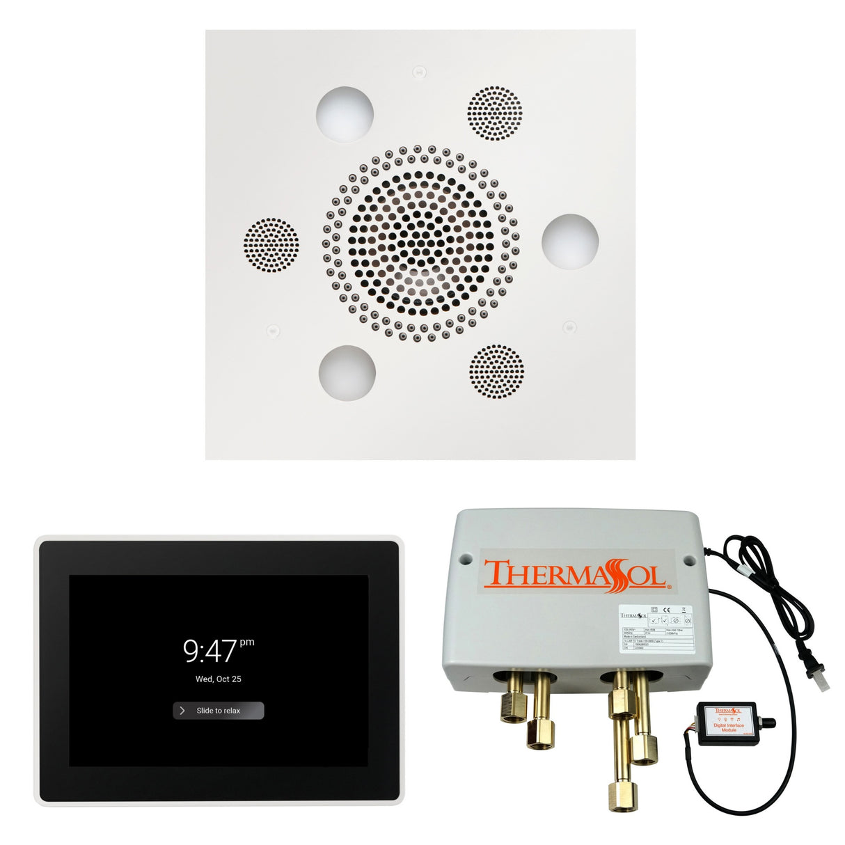 ThermaSol WSP15S Wellness Shower Package - Serenity Advanced Square Rainhead + ThermaTouch2 15" Control + Digital Shower Valve