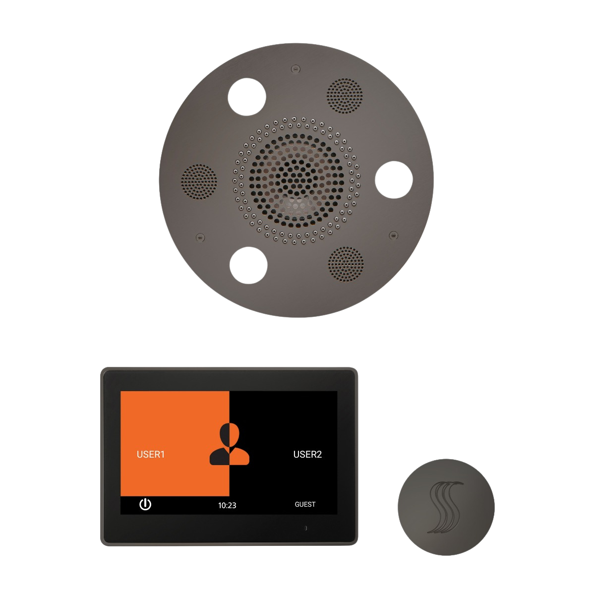 ThermaSol WSTP10R Wellness Steam Package - Serenity Advanced Round Rainhead + ThermaTouch2 10" Control + SteamVection Round Steam Head