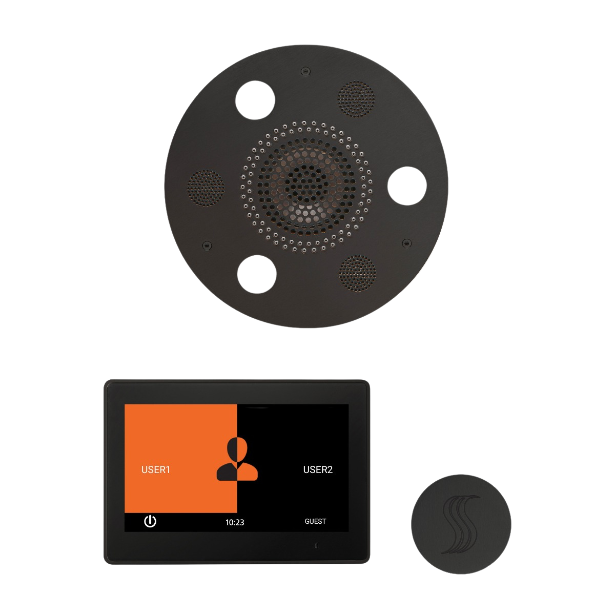 ThermaSol WSTP10R Wellness Steam Package - Serenity Advanced Round Rainhead + ThermaTouch2 10" Control + SteamVection Round Steam Head