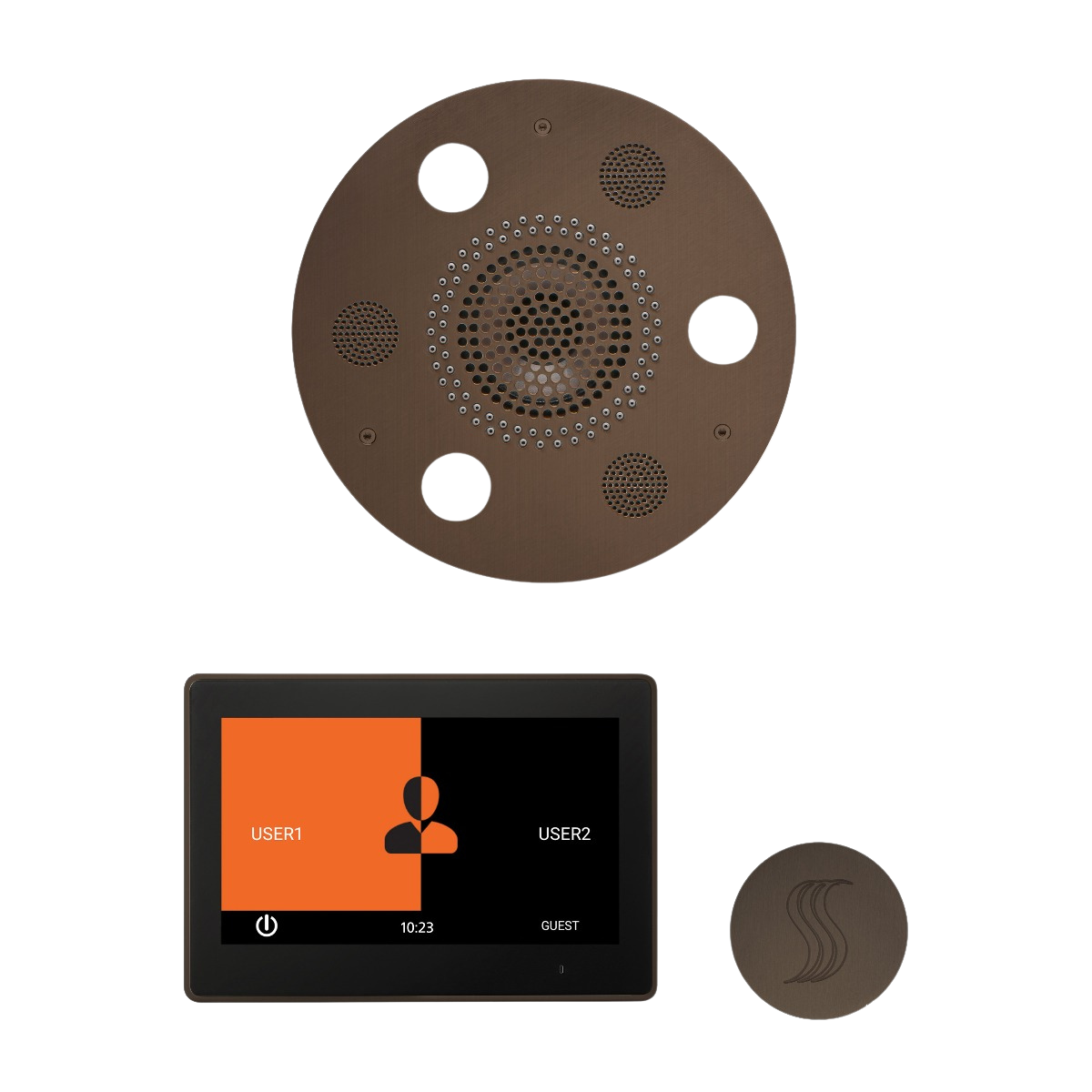 ThermaSol WSTP10R Wellness Steam Package - Serenity Advanced Round Rainhead + ThermaTouch2 10" Control + SteamVection Round Steam Head
