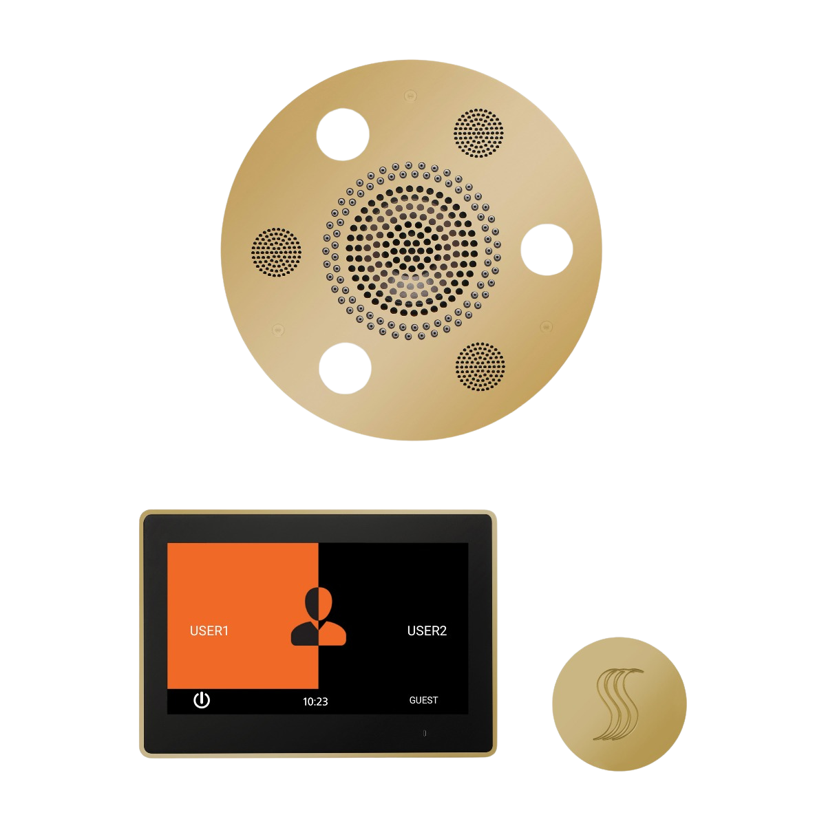 ThermaSol WSTP10R Wellness Steam Package - Serenity Advanced Round Rainhead + ThermaTouch2 10" Control + SteamVection Round Steam Head