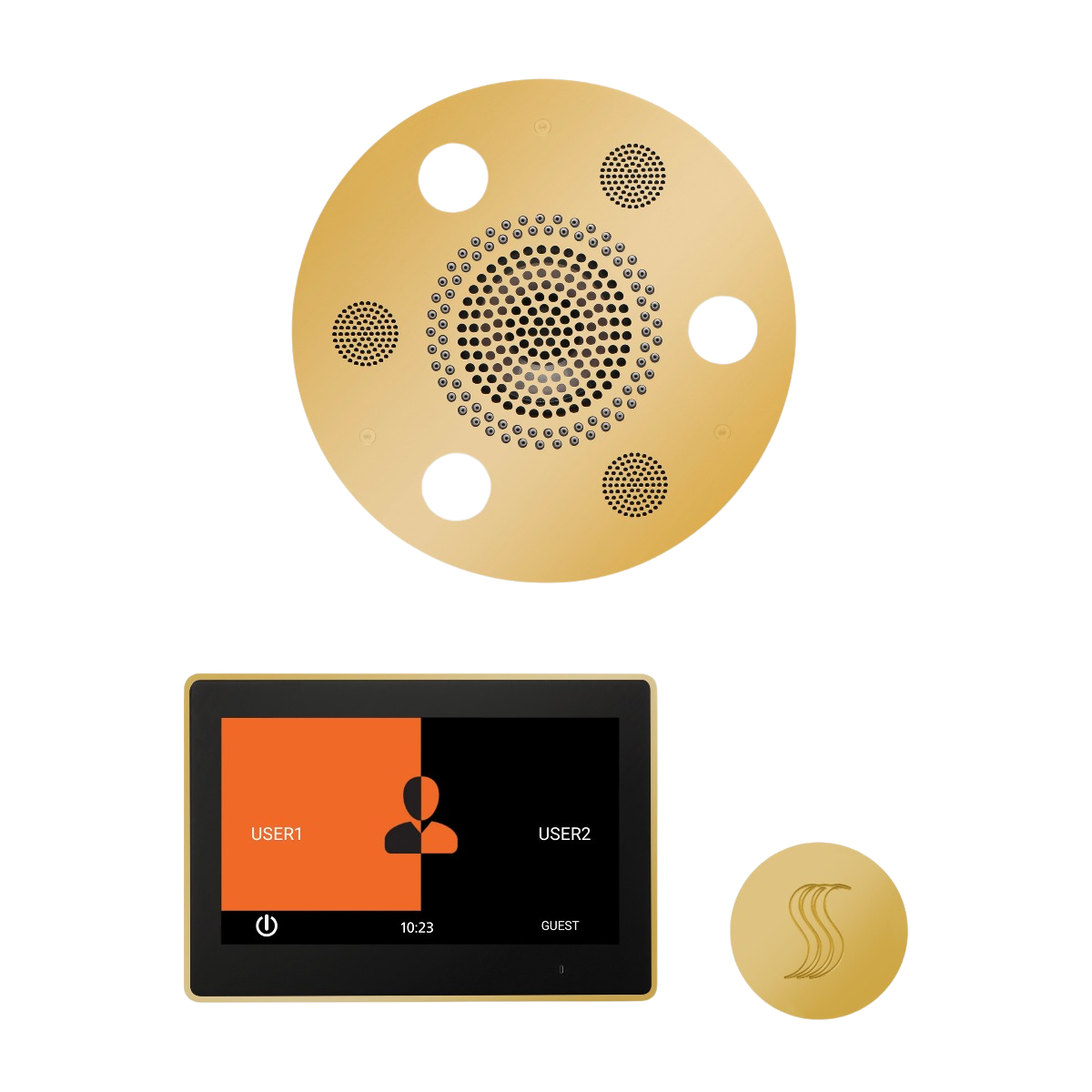 ThermaSol WSTP10R Wellness Steam Package - Serenity Advanced Round Rainhead + ThermaTouch2 10" Control + SteamVection Round Steam Head