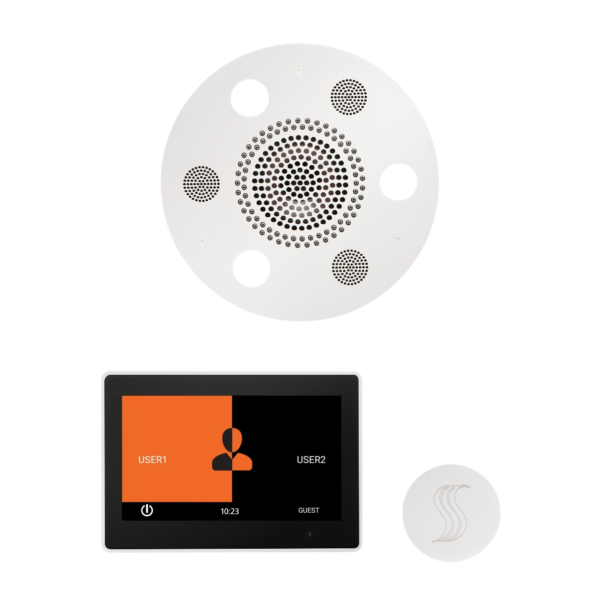 ThermaSol WSTP10R Wellness Steam Package - Serenity Advanced Round Rainhead + ThermaTouch2 10" Control + SteamVection Round Steam Head