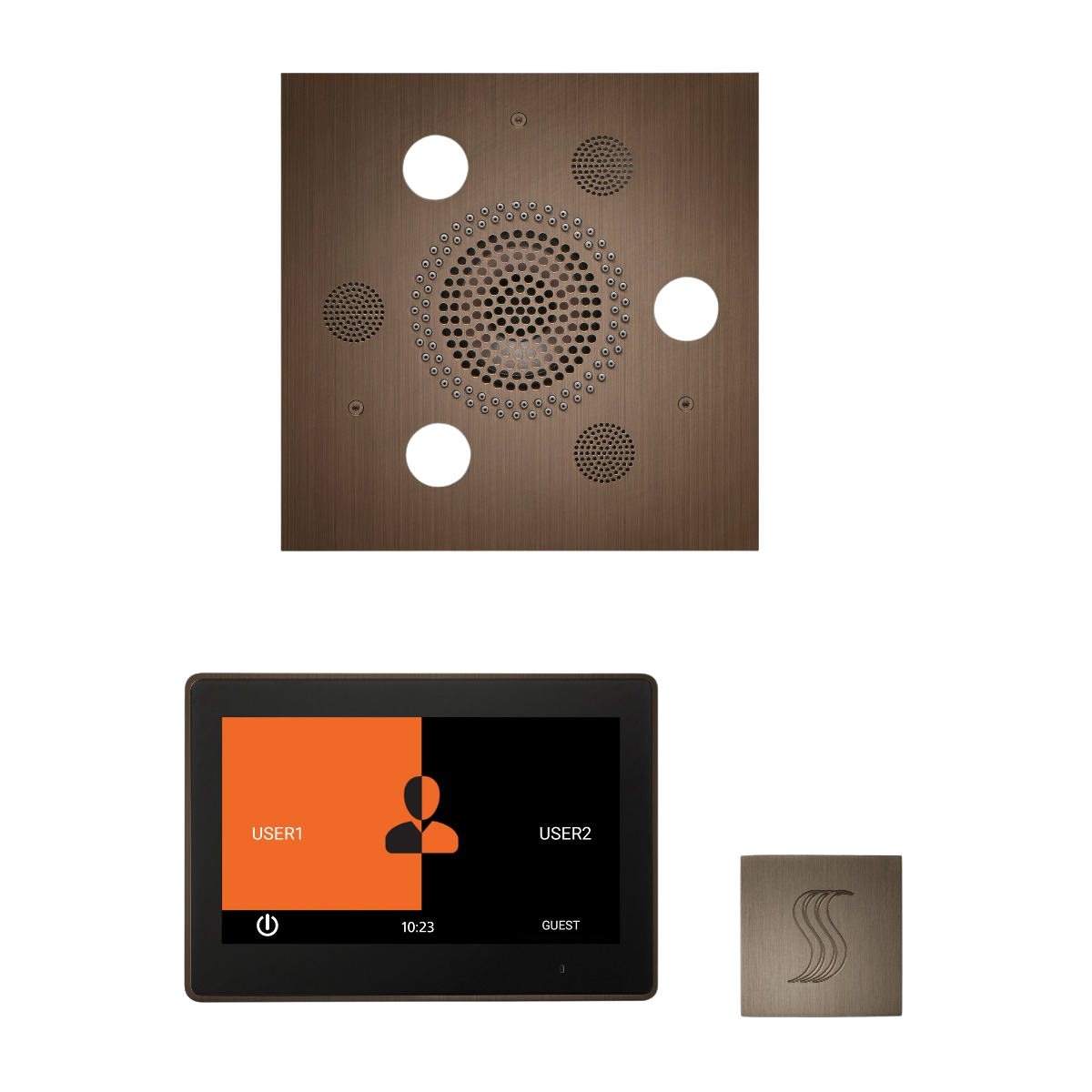 ThermaSol WSTP10S Wellness Steam Package - Serenity Advanced Square Rainhead + ThermaTouch2 10" Control + SteamVection Square Steam Head