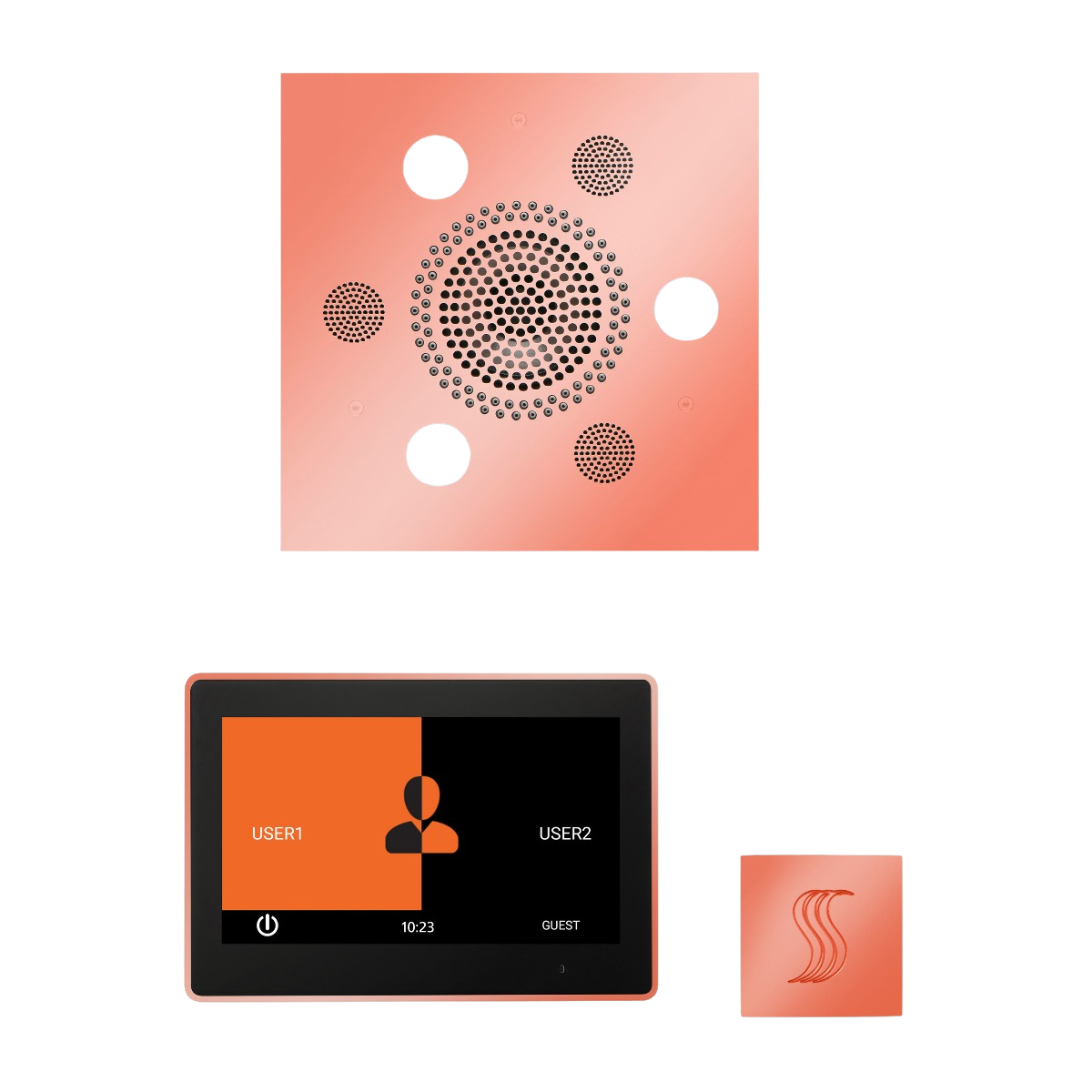 ThermaSol WSTP10S Wellness Steam Package - Serenity Advanced Square Rainhead + ThermaTouch2 10" Control + SteamVection Square Steam Head