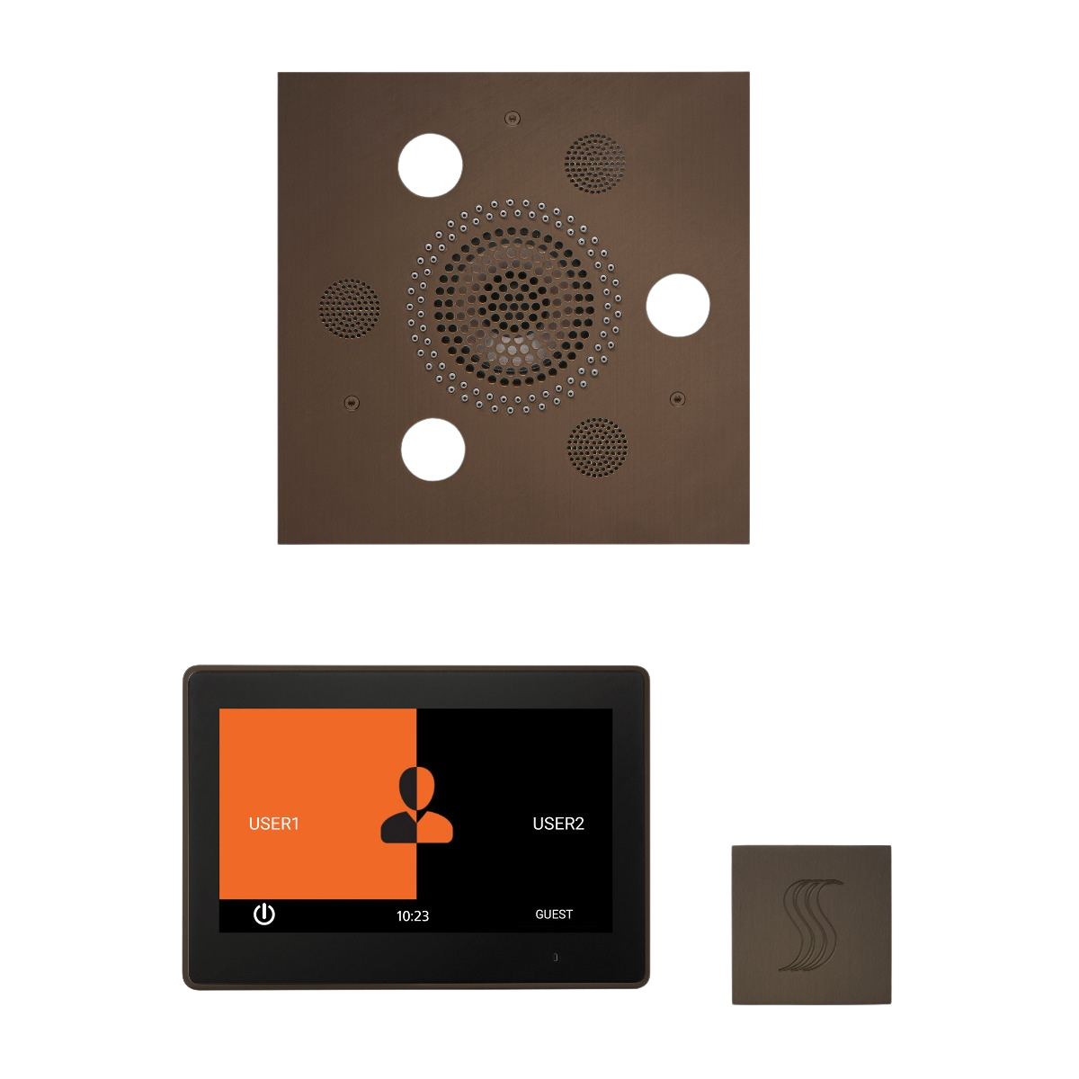ThermaSol WSTP10S Wellness Steam Package - Serenity Advanced Square Rainhead + ThermaTouch2 10" Control + SteamVection Square Steam Head