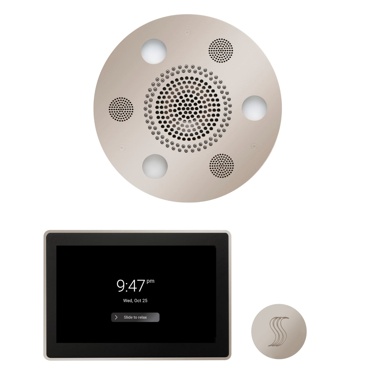 ThermaSol WSTP15R Wellness Steam Package - Serenity Advanced Round Rainhead + ThermaTouch2 15" Control + SteamVection Round Steam Head