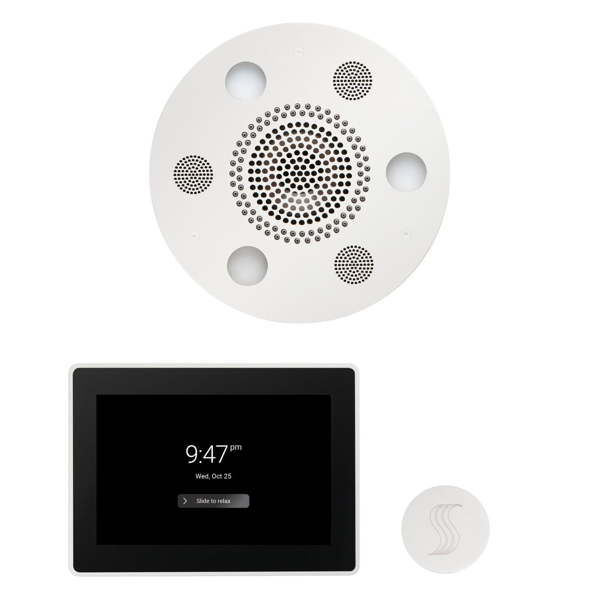 ThermaSol WSTP15R Wellness Steam Package - Serenity Advanced Round Rainhead + ThermaTouch2 15" Control + SteamVection Round Steam Head
