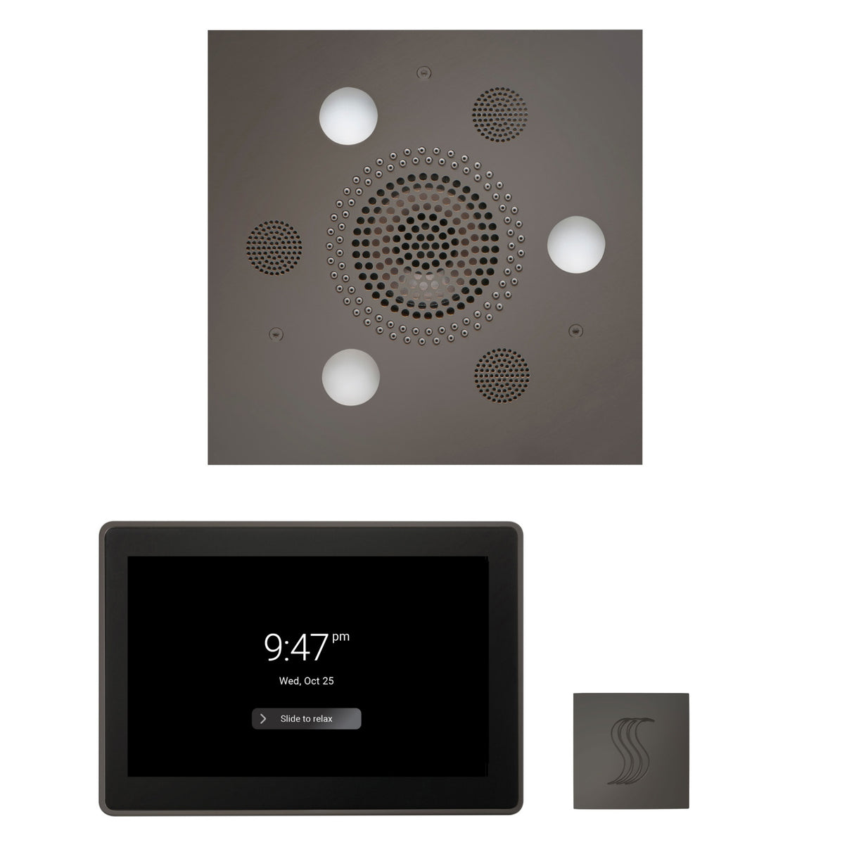 ThermaSol WSTP15S Wellness Steam Package - Serenity Advanced Square Rainhead + ThermaTouch2 15" Control + SteamVection Square Steam Head