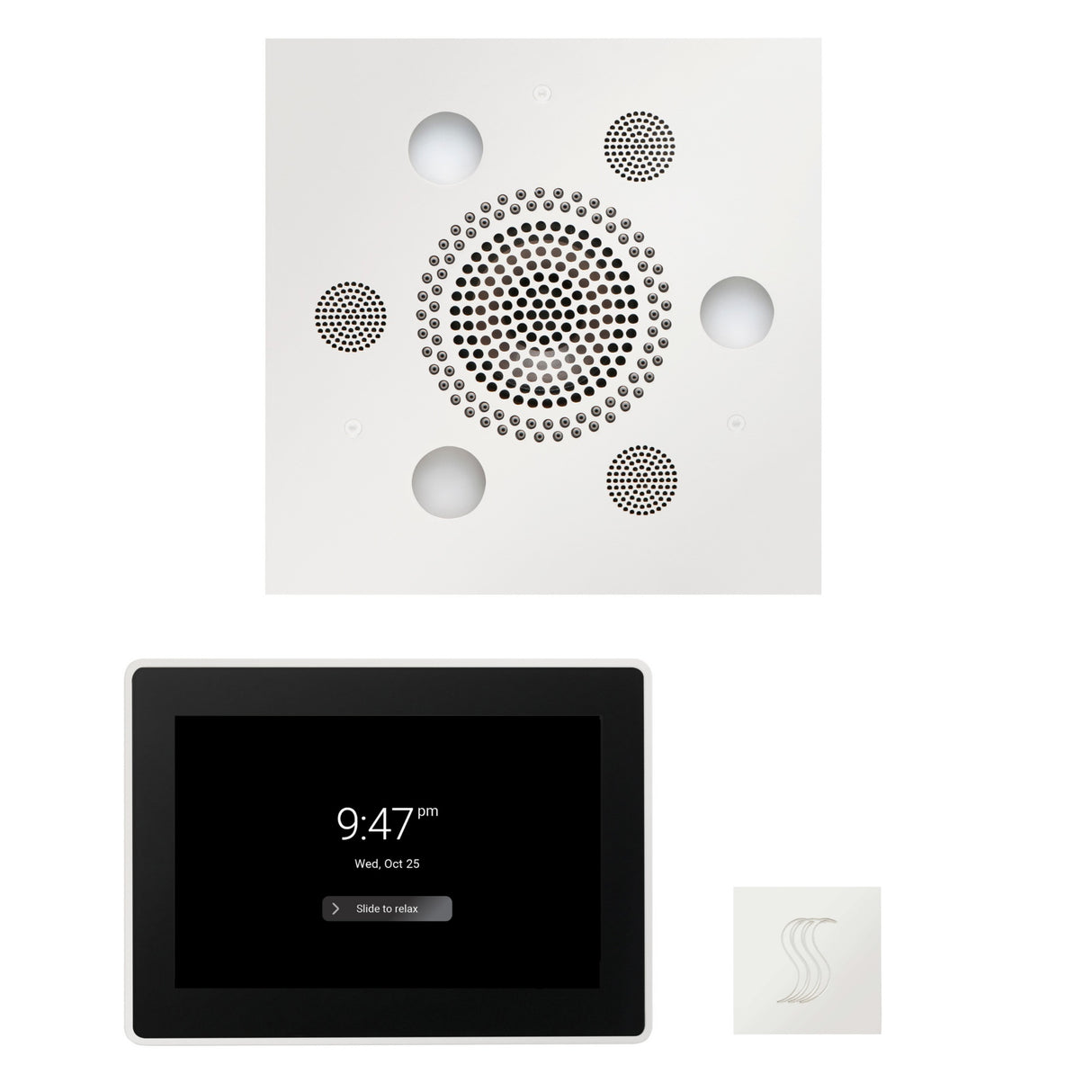 ThermaSol WSTP15S Wellness Steam Package - Serenity Advanced Square Rainhead + ThermaTouch2 15" Control + SteamVection Square Steam Head