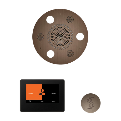 ThermaSol WSTP7R Wellness Steam Package - Serenity Advanced Round Rainhead + ThermaTouch2 7" Black Trim Control + SteamVection Round Steam Head