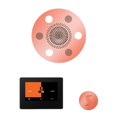 ThermaSol WSTP7R Wellness Steam Package - Serenity Advanced Round Rainhead + ThermaTouch2 7" Black Trim Control + SteamVection Round Steam Head