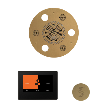 ThermaSol WSTP7R Wellness Steam Package - Serenity Advanced Round Rainhead + ThermaTouch2 7" Black Trim Control + SteamVection Round Steam Head