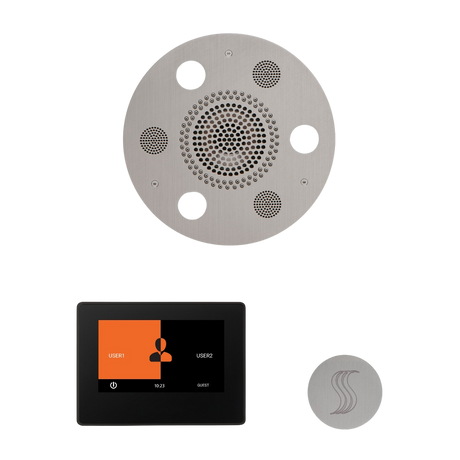 ThermaSol WSTP7R Wellness Steam Package - Serenity Advanced Round Rainhead + ThermaTouch2 7" Black Trim Control + SteamVection Round Steam Head