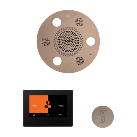 ThermaSol WSTP7R Wellness Steam Package - Serenity Advanced Round Rainhead + ThermaTouch2 7" Black Trim Control + SteamVection Round Steam Head