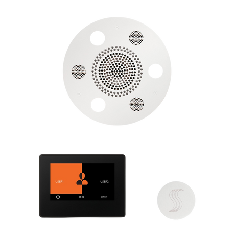 ThermaSol WSTP7R Wellness Steam Package - Serenity Advanced Round Rainhead + ThermaTouch2 7" Black Trim Control + SteamVection Round Steam Head