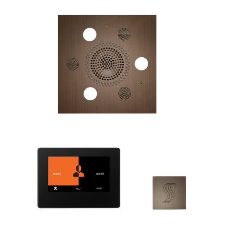 ThermaSol WSTP7S Wellness Steam Package - Serenity Advanced Square Rainhead + ThermaTouch2 7" Black Trim Control + SteamVection Square Steam Head