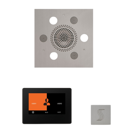 ThermaSol WSTP7S Wellness Steam Package - Serenity Advanced Square Rainhead + ThermaTouch2 7" Black Trim Control + SteamVection Square Steam Head