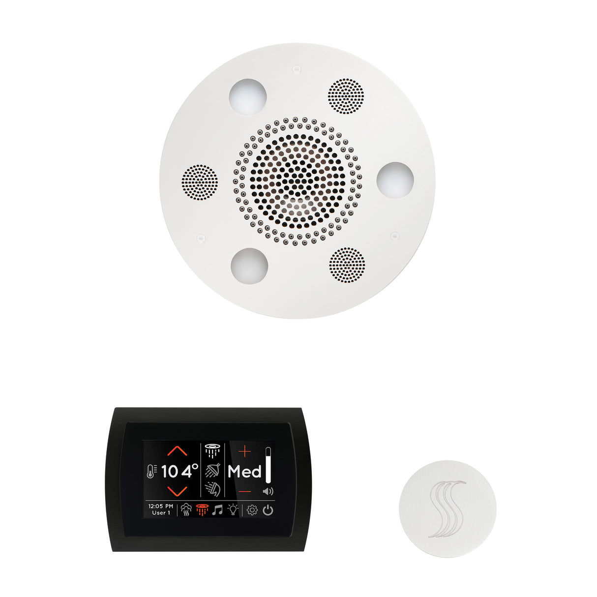 ThermaSol WSTPSR Wellness Steam Package - Serenity Advanced Round Rainhead + SignaTouch Wall Mount Control + SteamVection Round Steam Head